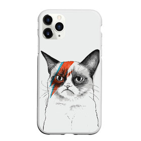 Чехол для iPhone 11 Pro матовый с принтом Grumpy cat (David Bowie) в Курске, Силикон |  | бодиарт | грумпи | дэвид боуи | злой кот | интернет | котей | котик | кошка | мем | мемас | мемчик. | молния на лице | рисунок на лице | сердитый