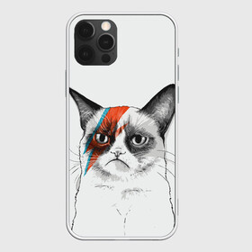 Чехол для iPhone 12 Pro с принтом Grumpy cat (David Bowie) в Курске, силикон | область печати: задняя сторона чехла, без боковых панелей | бодиарт | грумпи | дэвид боуи | злой кот | интернет | котей | котик | кошка | мем | мемас | мемчик. | молния на лице | рисунок на лице | сердитый