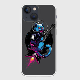 Чехол для iPhone 13 mini с принтом Cat Metal в Курске,  |  | Тематика изображения на принте: cat | heavy | metal | music | rock | гитара | кот | котик | кошка | музыка | рок