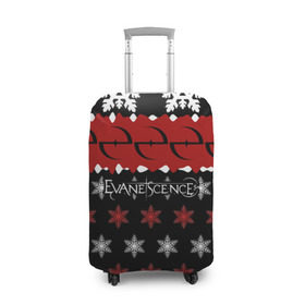 Чехол для чемодана 3D с принтом Праздничный Evanescence в Курске, 86% полиэфир, 14% спандекс | двустороннее нанесение принта, прорези для ручек и колес | evanescence | альтернативный | готик | группа | джен маджура | знак | исчезновение | красный | метал | надпись | новогодний | новый год | ню | праздник | рождество | рок | снежинки | тим маккорд