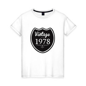 Женская футболка хлопок с принтом Vintage 1978 в Курске, 100% хлопок | прямой крой, круглый вырез горловины, длина до линии бедер, слегка спущенное плечо | 