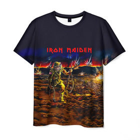 Мужская футболка 3D с принтом Боец Iron Maiden в Курске, 100% полиэфир | прямой крой, круглый вырез горловины, длина до линии бедер | iron maiden | адриан смит | айрон мейден | война | группа | дэйв мюррей | железная дева | ирон майден | метал | мрачный | музыка | песни | рок | солдат | стив харрис | тяжелый | хеви | хевиметал