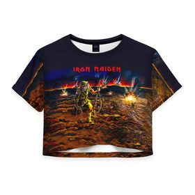 Женская футболка 3D укороченная с принтом Боец Iron Maiden в Курске, 100% полиэстер | круглая горловина, длина футболки до линии талии, рукава с отворотами | iron maiden | адриан смит | айрон мейден | война | группа | дэйв мюррей | железная дева | ирон майден | метал | мрачный | музыка | песни | рок | солдат | стив харрис | тяжелый | хеви | хевиметал