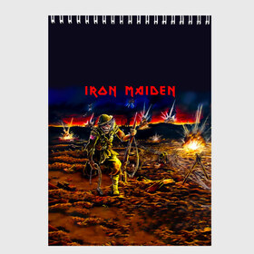 Скетчбук с принтом Боец Iron Maiden в Курске, 100% бумага
 | 48 листов, плотность листов — 100 г/м2, плотность картонной обложки — 250 г/м2. Листы скреплены сверху удобной пружинной спиралью | iron maiden | адриан смит | айрон мейден | война | группа | дэйв мюррей | железная дева | ирон майден | метал | мрачный | музыка | песни | рок | солдат | стив харрис | тяжелый | хеви | хевиметал