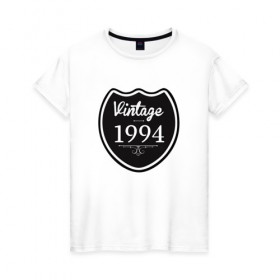 Женская футболка хлопок с принтом Vintage 1994 в Курске, 100% хлопок | прямой крой, круглый вырез горловины, длина до линии бедер, слегка спущенное плечо | 
