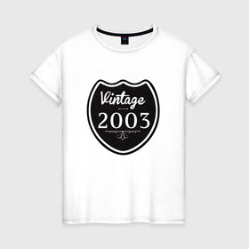 Женская футболка хлопок с принтом Vintage 2003 в Курске, 100% хлопок | прямой крой, круглый вырез горловины, длина до линии бедер, слегка спущенное плечо | 