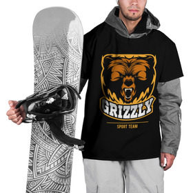 Накидка на куртку 3D с принтом GTIZZLY(sport team) в Курске, 100% полиэстер |  | bear | grizzly | гризли | медведь | ярость