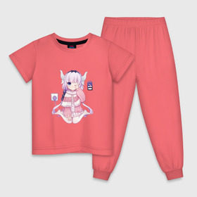 Детская пижама хлопок с принтом Канна Камуи в Курске, 100% хлопок |  брюки и футболка прямого кроя, без карманов, на брюках мягкая резинка на поясе и по низу штанин
 | anime | kobayashi san chi no maid dragon | аниме | канна камуи