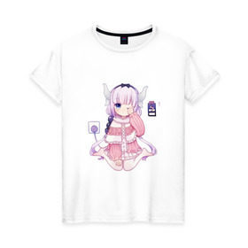 Женская футболка хлопок с принтом Канна Камуи в Курске, 100% хлопок | прямой крой, круглый вырез горловины, длина до линии бедер, слегка спущенное плечо | anime | kobayashi san chi no maid dragon | аниме | канна камуи