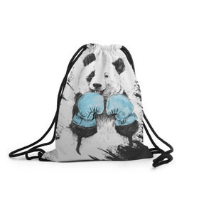 Рюкзак-мешок 3D с принтом Панда боксер в Курске, 100% полиэстер | плотность ткани — 200 г/м2, размер — 35 х 45 см; лямки — толстые шнурки, застежка на шнуровке, без карманов и подкладки | бокс | боксер | панда | панда боксер | спорт