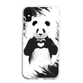 Чехол для iPhone XS Max матовый с принтом Panda love в Курске, Силикон | Область печати: задняя сторона чехла, без боковых панелей | Тематика изображения на принте: 14 февраля | love | panda | panda love | день святого валентина | любовь | панда