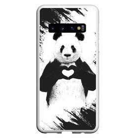 Чехол для Samsung Galaxy S10 с принтом Panda love в Курске, Силикон | Область печати: задняя сторона чехла, без боковых панелей | Тематика изображения на принте: 14 февраля | love | panda | panda love | день святого валентина | любовь | панда