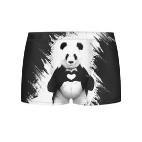 Мужские трусы 3D с принтом Panda love в Курске, 50% хлопок, 50% полиэстер | классическая посадка, на поясе мягкая тканевая резинка | Тематика изображения на принте: 14 февраля | love | panda | panda love | день святого валентина | любовь | панда