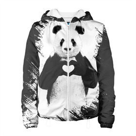 Женская куртка 3D с принтом Panda love в Курске, ткань верха — 100% полиэстер, подклад — флис | прямой крой, подол и капюшон оформлены резинкой с фиксаторами, два кармана без застежек по бокам, один большой потайной карман на груди. Карман на груди застегивается на липучку | 14 февраля | love | panda | panda love | день святого валентина | любовь | панда