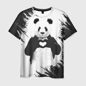Мужская футболка 3D с принтом Panda love в Курске, 100% полиэфир | прямой крой, круглый вырез горловины, длина до линии бедер | 14 февраля | love | panda | panda love | день святого валентина | любовь | панда
