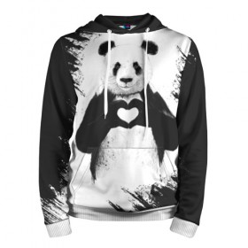 Мужская толстовка 3D с принтом Panda love в Курске, 100% полиэстер | двухслойный капюшон со шнурком для регулировки, мягкие манжеты на рукавах и по низу толстовки, спереди карман-кенгуру с мягким внутренним слоем. | Тематика изображения на принте: 14 февраля | love | panda | panda love | день святого валентина | любовь | панда