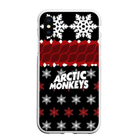 Чехол для iPhone XS Max матовый с принтом Праздничный Arctic Monkeys в Курске, Силикон | Область печати: задняя сторона чехла, без боковых панелей | Тематика изображения на принте: алекс тёрнер | арктик | арктические мартышки | гаражный | группа | джейми кук | знак | инди рок | красный | м | манкис | музыка | надпись | ник о мэлли | новогодний | новый год | обезьяна