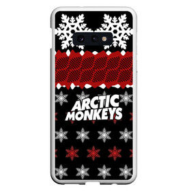 Чехол для Samsung S10E с принтом Праздничный Arctic Monkeys в Курске, Силикон | Область печати: задняя сторона чехла, без боковых панелей | Тематика изображения на принте: алекс тёрнер | арктик | арктические мартышки | гаражный | группа | джейми кук | знак | инди рок | красный | м | манкис | музыка | надпись | ник о мэлли | новогодний | новый год | обезьяна