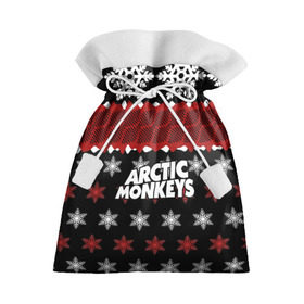 Подарочный 3D мешок с принтом Праздничный Arctic Monkeys в Курске, 100% полиэстер | Размер: 29*39 см | алекс тёрнер | арктик | арктические мартышки | гаражный | группа | джейми кук | знак | инди рок | красный | м | манкис | музыка | надпись | ник о мэлли | новогодний | новый год | обезьяна