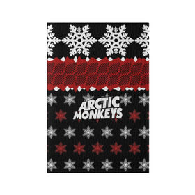 Обложка для паспорта матовая кожа с принтом Праздничный Arctic Monkeys в Курске, натуральная матовая кожа | размер 19,3 х 13,7 см; прозрачные пластиковые крепления | Тематика изображения на принте: алекс тёрнер | арктик | арктические мартышки | гаражный | группа | джейми кук | знак | инди рок | красный | м | манкис | музыка | надпись | ник о мэлли | новогодний | новый год | обезьяна