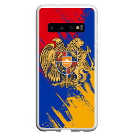 Чехол для Samsung Galaxy S10 с принтом Герб и флаг Армении в Курске, Силикон | Область печати: задняя сторона чехла, без боковых панелей | армения | герб армении | герб и флаг армении | флаг армении