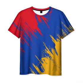 Мужская футболка 3D с принтом Флаг Армении в Курске, 100% полиэфир | прямой крой, круглый вырез горловины, длина до линии бедер | Тематика изображения на принте: армения | флаг | флаг армении