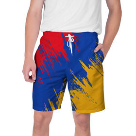 Мужские шорты 3D с принтом Флаг Армении в Курске,  полиэстер 100% | прямой крой, два кармана без застежек по бокам. Мягкая трикотажная резинка на поясе, внутри которой широкие завязки. Длина чуть выше колен | Тематика изображения на принте: армения | флаг | флаг армении