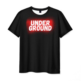Мужская футболка 3D с принтом Underground в Курске, 100% полиэфир | прямой крой, круглый вырез горловины, длина до линии бедер | calligraphy | fonts | hiphop | logo | paint | rap | style | trap | under | underground | андерграунд | каллиграфия | рэп | стиль | трэп | хипхоп | шрифт