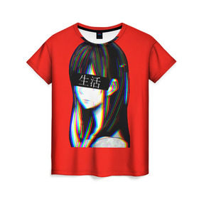 Женская футболка 3D с принтом Japanese Aesthetic в Курске, 100% полиэфир ( синтетическое хлопкоподобное полотно) | прямой крой, круглый вырез горловины, длина до линии бедер | sad japanese aesthetic