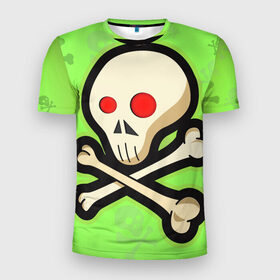 Мужская футболка 3D спортивная с принтом Toxic skull в Курске, 100% полиэстер с улучшенными характеристиками | приталенный силуэт, круглая горловина, широкие плечи, сужается к линии бедра | Тематика изображения на принте: skull | toxic skull | кости | череп