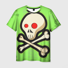 Мужская футболка 3D с принтом Toxic skull в Курске, 100% полиэфир | прямой крой, круглый вырез горловины, длина до линии бедер | Тематика изображения на принте: skull | toxic skull | кости | череп