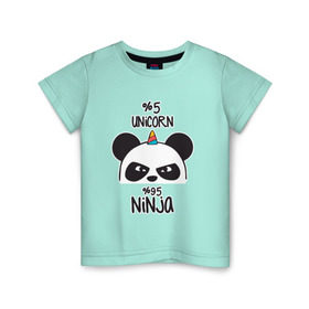 Детская футболка хлопок с принтом Unicorn ninja в Курске, 100% хлопок | круглый вырез горловины, полуприлегающий силуэт, длина до линии бедер | panda dab | unicorn ninja