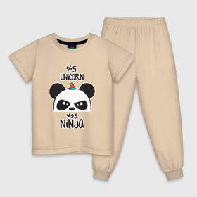 Детская пижама хлопок с принтом Unicorn ninja в Курске, 100% хлопок |  брюки и футболка прямого кроя, без карманов, на брюках мягкая резинка на поясе и по низу штанин
 | Тематика изображения на принте: panda dab | unicorn ninja