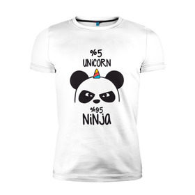 Мужская футболка премиум с принтом Unicorn ninja в Курске, 92% хлопок, 8% лайкра | приталенный силуэт, круглый вырез ворота, длина до линии бедра, короткий рукав | Тематика изображения на принте: panda dab | unicorn ninja