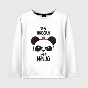 Детский лонгслив хлопок с принтом Unicorn ninja в Курске, 100% хлопок | круглый вырез горловины, полуприлегающий силуэт, длина до линии бедер | panda dab | unicorn ninja