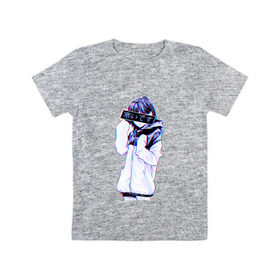 Детская футболка хлопок с принтом Sad Japanese Aesthetic в Курске, 100% хлопок | круглый вырез горловины, полуприлегающий силуэт, длина до линии бедер | 