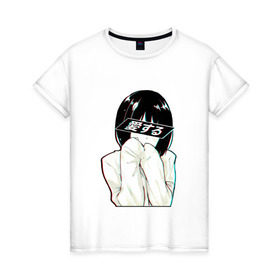 Женская футболка хлопок с принтом LOVE (Japanese) в Курске, 100% хлопок | прямой крой, круглый вырез горловины, длина до линии бедер, слегка спущенное плечо | Тематика изображения на принте: люблю