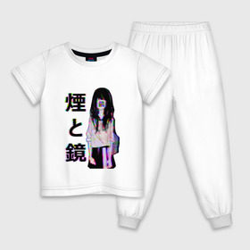 Детская пижама хлопок с принтом MIRRORS Sad Japanese Aesthetic в Курске, 100% хлопок |  брюки и футболка прямого кроя, без карманов, на брюках мягкая резинка на поясе и по низу штанин
 | Тематика изображения на принте: 