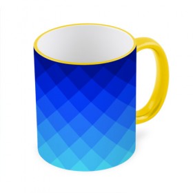 Кружка 3D с принтом Blue geometria в Курске, керамика | ёмкость 330 мл | Тематика изображения на принте: blue | geometria | абстракция | бирюза | бирюзовый | геометрия | куб | синий