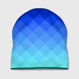 Шапка 3D с принтом Blue geometria в Курске, 100% полиэстер | универсальный размер, печать по всей поверхности изделия | blue | geometria | абстракция | бирюза | бирюзовый | геометрия | куб | синий