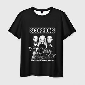 Мужская футболка 3D с принтом Группа Scorpions в Курске, 100% полиэфир | прямой крой, круглый вырез горловины, длина до линии бедер | scorpions | группа | скорпионс | хард | хардрок