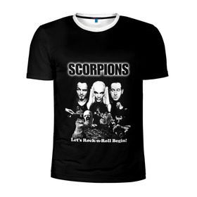 Мужская футболка 3D спортивная с принтом Группа Scorpions в Курске, 100% полиэстер с улучшенными характеристиками | приталенный силуэт, круглая горловина, широкие плечи, сужается к линии бедра | scorpions | группа | скорпионс | хард | хардрок