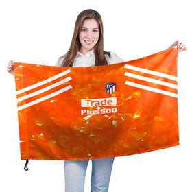 Флаг 3D с принтом Atletico Madrid Original #5 в Курске, 100% полиэстер | плотность ткани — 95 г/м2, размер — 67 х 109 см. Принт наносится с одной стороны | атлетико мадрид | полосы | эмблема