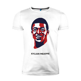 Мужская футболка премиум с принтом Kylian Mbappe в Курске, 92% хлопок, 8% лайкра | приталенный силуэт, круглый вырез ворота, длина до линии бедра, короткий рукав | 