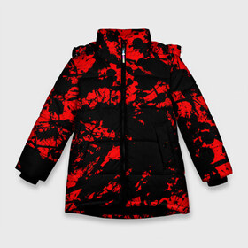 Зимняя куртка для девочек 3D с принтом Красные краски в Курске, ткань верха — 100% полиэстер; подклад — 100% полиэстер, утеплитель — 100% полиэстер. | длина ниже бедра, удлиненная спинка, воротник стойка и отстегивающийся капюшон. Есть боковые карманы с листочкой на кнопках, утяжки по низу изделия и внутренний карман на молнии. 

Предусмотрены светоотражающий принт на спинке, радужный светоотражающий элемент на пуллере молнии и на резинке для утяжки. | abstraction | абстракция красок | брызги красок | краска | красные краски | потертость красок | разводы красок | черно белый