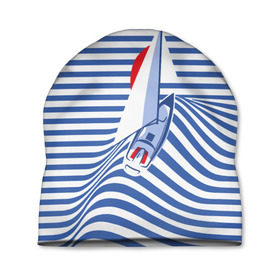 Шапка 3D с принтом Яхта в Курске, 100% полиэстер | универсальный размер, печать по всей поверхности изделия | flag | joke | prank | sail | sea | stripes | water | waves | yacht vest | вода | волны | море | парус | полосы | прикол | тельняшка | флаг | шутка | яхта
