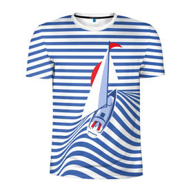 Мужская футболка 3D спортивная с принтом Яхта в Курске, 100% полиэстер с улучшенными характеристиками | приталенный силуэт, круглая горловина, широкие плечи, сужается к линии бедра | flag | joke | prank | sail | sea | stripes | water | waves | yacht vest | вода | волны | море | парус | полосы | прикол | тельняшка | флаг | шутка | яхта