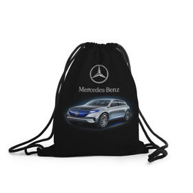 Рюкзак-мешок 3D с принтом Mercedes-Benz в Курске, 100% полиэстер | плотность ткани — 200 г/м2, размер — 35 х 45 см; лямки — толстые шнурки, застежка на шнуровке, без карманов и подкладки | kомпания производитель легковых автомобилей премиального класса | немецкое качество