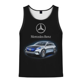 Мужская майка 3D с принтом Mercedes-Benz в Курске, 100% полиэстер | круглая горловина, приталенный силуэт, длина до линии бедра. Пройма и горловина окантованы тонкой бейкой | kомпания производитель легковых автомобилей премиального класса | немецкое качество