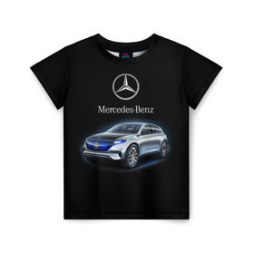 Детская футболка 3D с принтом Mercedes-Benz в Курске, 100% гипоаллергенный полиэфир | прямой крой, круглый вырез горловины, длина до линии бедер, чуть спущенное плечо, ткань немного тянется | kомпания производитель легковых автомобилей премиального класса | немецкое качество